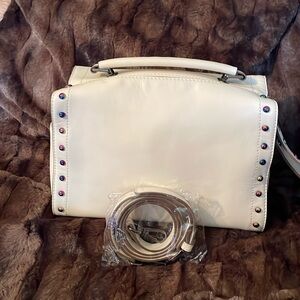 Sharif creamy white leather crossbody bag